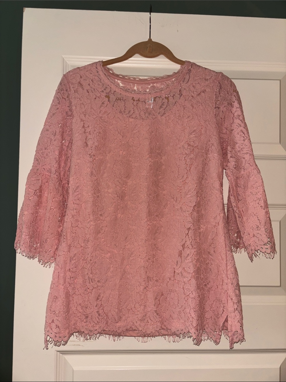 Isaac Mizrahi Pink Lace Scoop Neck Blouse